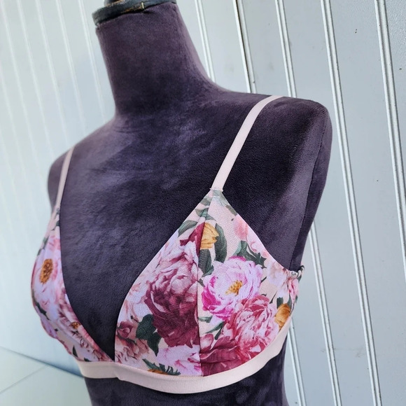 Express Intimates Pink Mesh Bra Soft Unlined Bralette Sz Large Pull Over L - Picture 2 of 12
